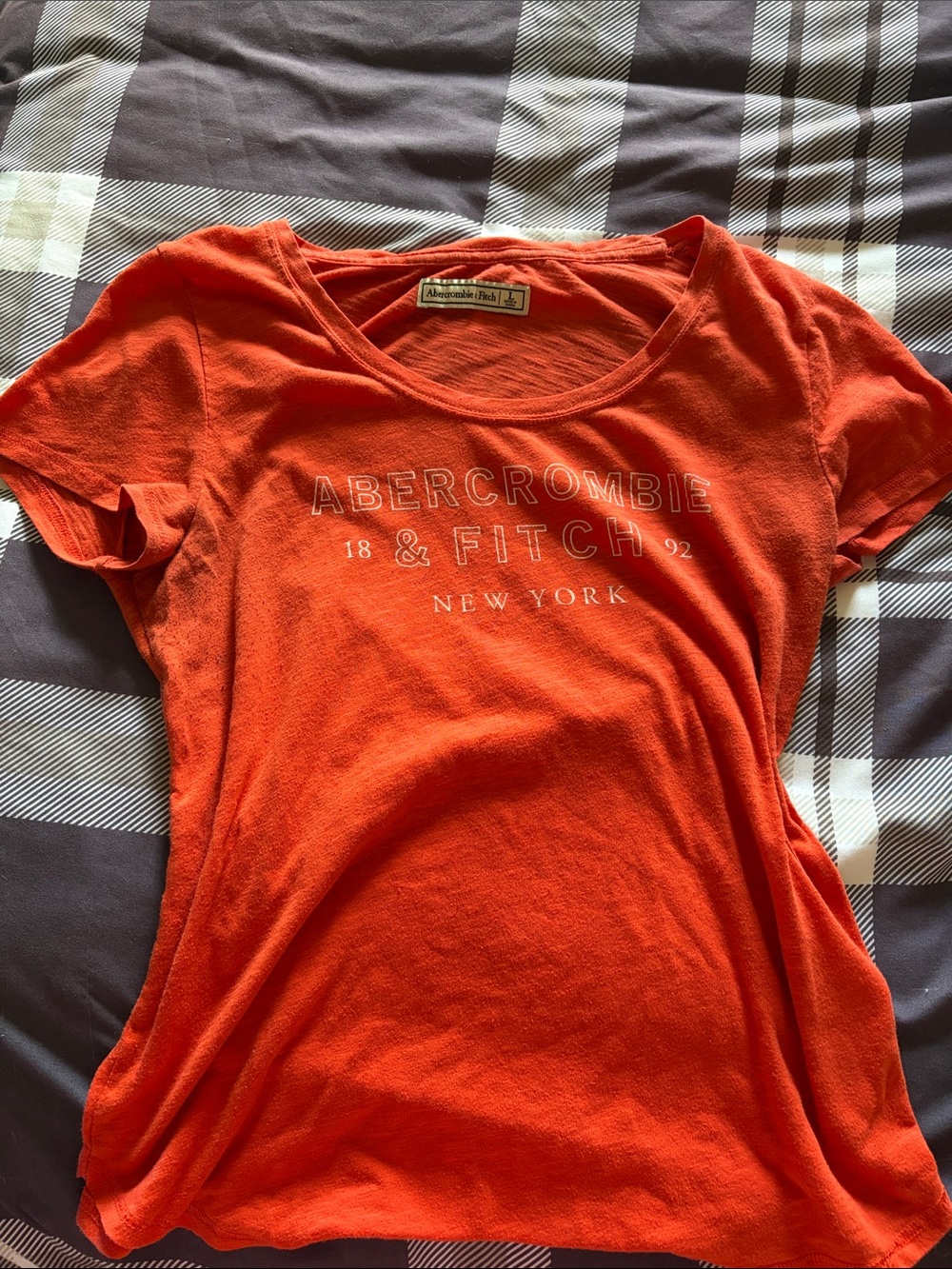 Abercrombie & Fitch Bright Orange Logo Scoop Neck Tee